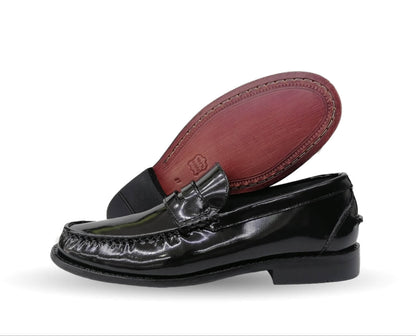 Zapato Casual y de Vestir tipo Mocasín Driver Penny Loafers de piel con suela de cuero Camo 1212 Camaleón Negro para hombre