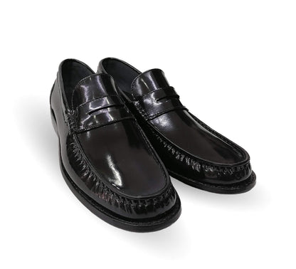 Zapato Casual y de Vestir tipo Mocasín Driver Penny Loafers de piel con suela de cuero Camo 1212 Camaleón Negro para hombre