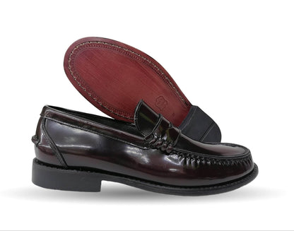 Zapato Casual y de Vestir tipo Mocasín Driver Penny Loafers de piel con suela de cuero Camo 1212 Camaleón Vino para hombre