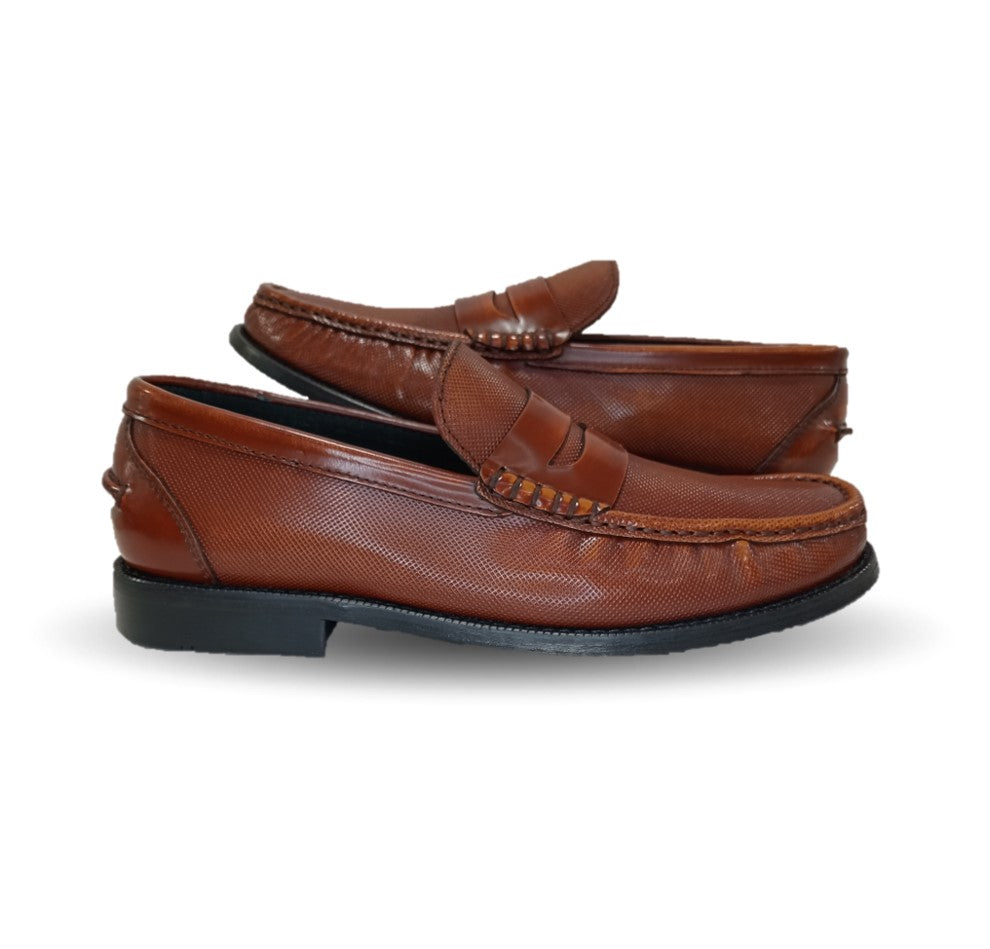 Zapato Casual y de Vestir tipo Mocasín Driver Penny Loafers de piel con suela de cuero Camo 1215 Miel para hombre