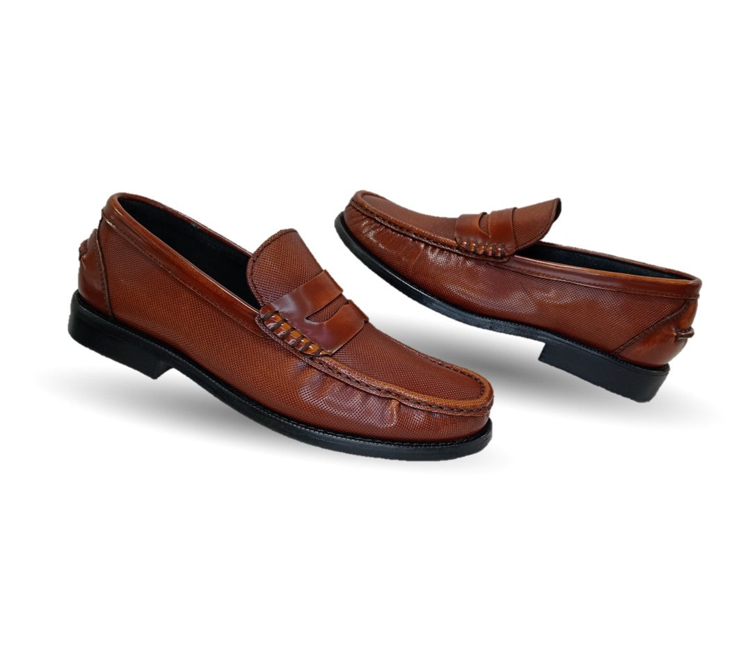 Zapato Casual y de Vestir tipo Mocasín Driver Penny Loafers de piel con suela de cuero Camo 1215 Miel para hombre