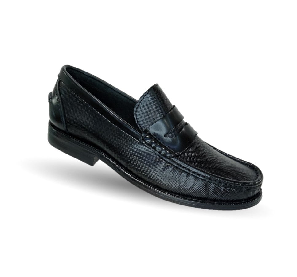 Zapato Casual y de Vestir tipo Mocasín Driver Penny Loafers de piel con suela de cuero Camo 1215 Negro para hombre