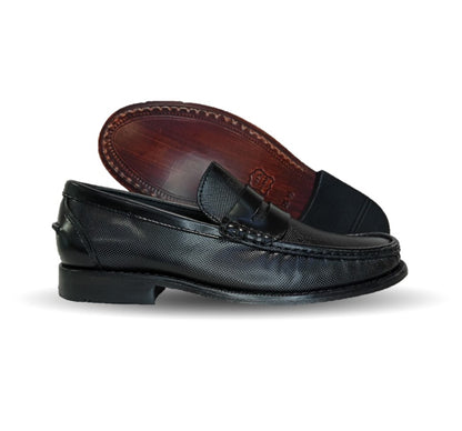 Zapato Casual y de Vestir tipo Mocasín Driver Penny Loafers de piel con suela de cuero Camo 1215 Negro para hombre