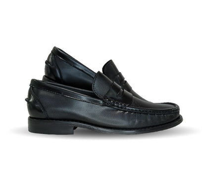 Zapato Casual y de Vestir tipo Mocasín Driver Penny Loafers de piel con suela de cuero Camo 1215 Negro para hombre