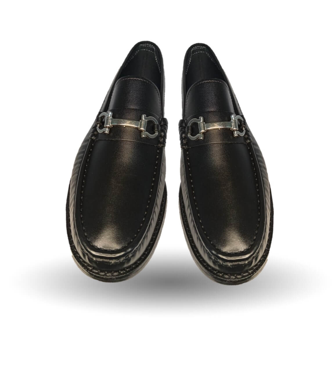 Zapato Casual y de Vestir tipo Mocasín Driver Penny Loafers de piel con suela de cuero Camo 1292 Negro para mujer