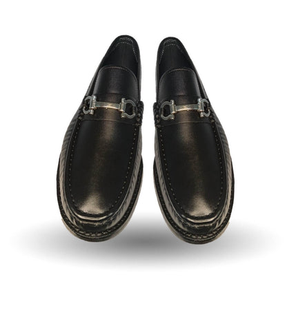 Zapato Casual y de Vestir tipo Mocasín Driver Penny Loafers de piel con suela de cuero Camo 1292 Negro para mujer