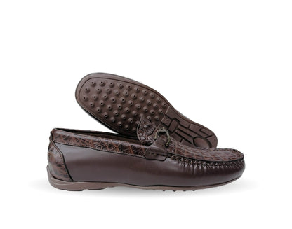 Zapato Casual tipo Driver de piel Camo 1374 Café para hombre