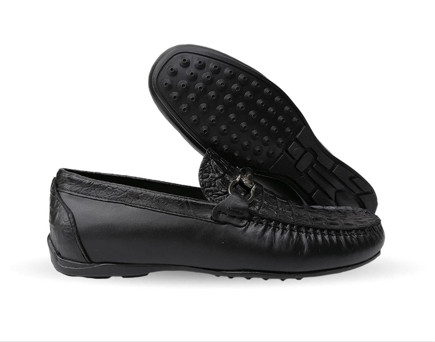 Zapato Casual tipo Driver de piel Camo 1374 Negro para hombre