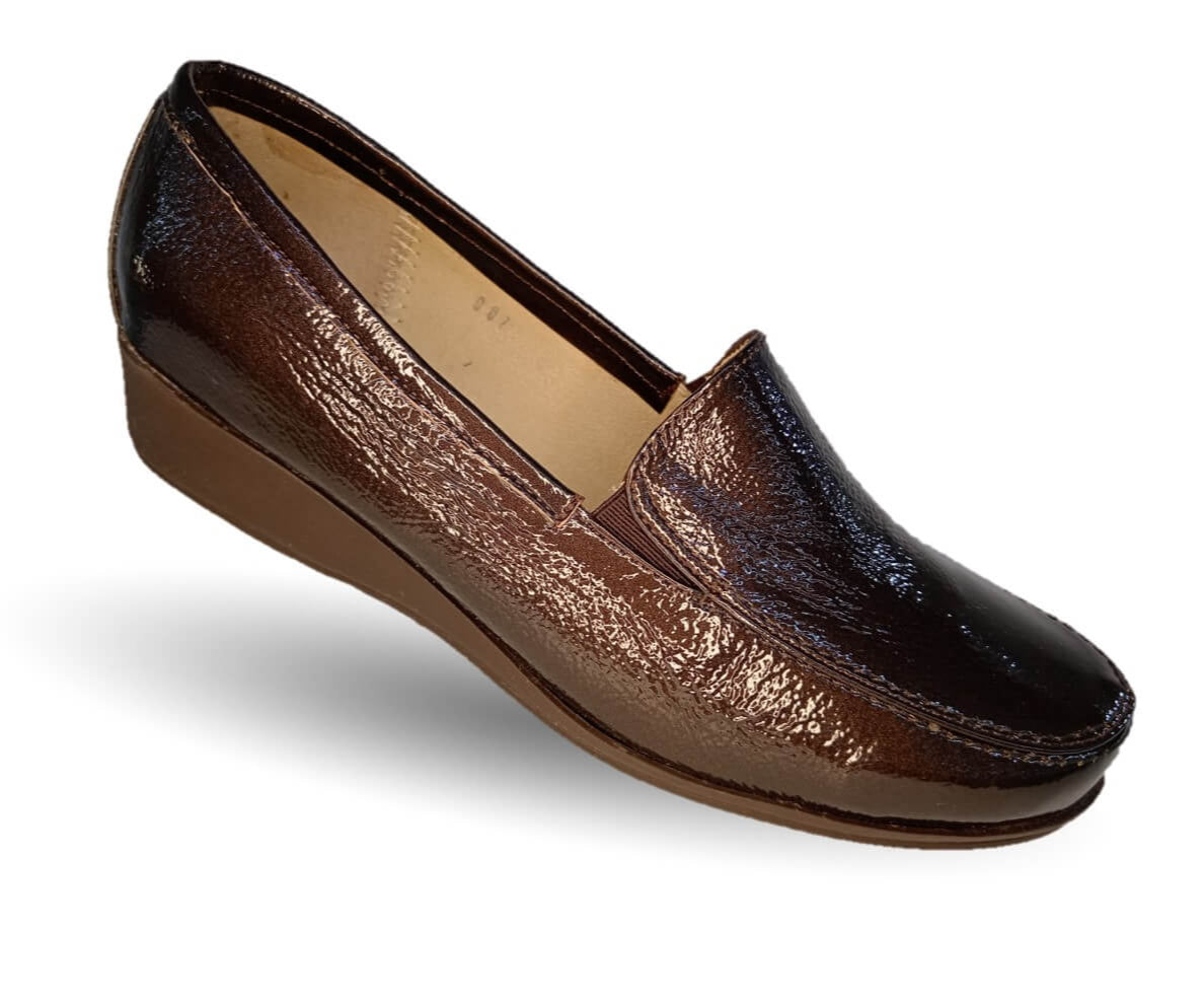 Zapato de Confort y Casual de piel de ternera con Shock Point Capricho 7 Charol Cobalto para mujer