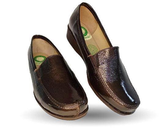 Zapato de Confort y Casual de piel de ternera con Shock Point Capricho 7 Charol Cobalto para mujer