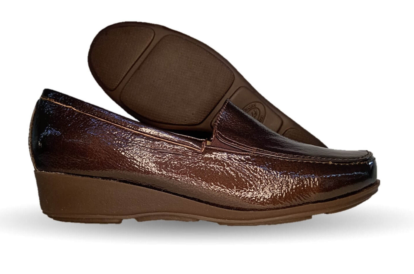 Zapato de Confort y Casual de piel de ternera con Shock Point Capricho 7 Charol Cobalto para mujer