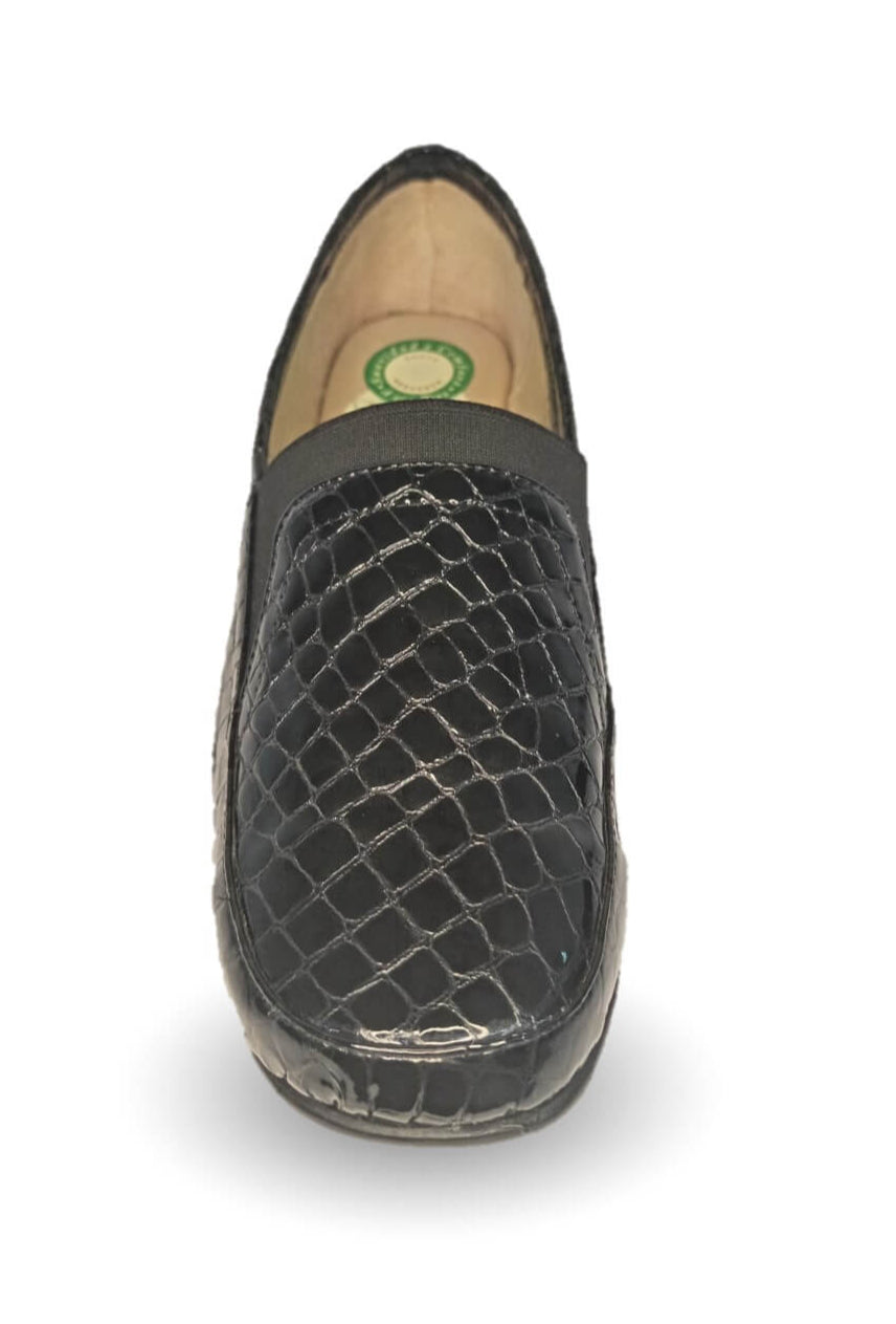 Zapato de Confort y Casual de piel de ternera con Shock Point Capricho 1230 Charol Negro para mujer