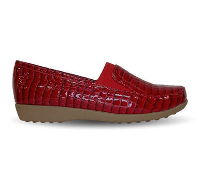Zapato de Confort y Casual de piel de ternera con Shock Point Capricho 1230 Charol Rojo para mujer