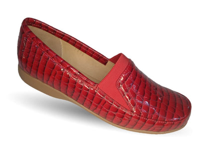 Zapato de Confort y Casual de piel de ternera con Shock Point Capricho 1230 Charol Rojo para mujer