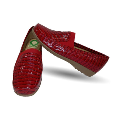 Zapato de Confort y Casual de piel de ternera con Shock Point Capricho 1230 Charol Rojo para mujer