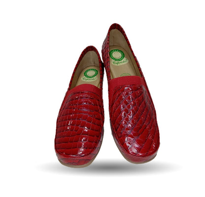 Zapato de Confort y Casual de piel de ternera con Shock Point Capricho 1230 Charol Rojo para mujer