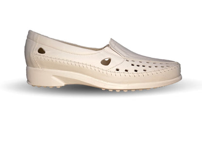 Zapato de Confort y Casual abierto de piel de ternera con Shock Point Capricho 15020 Blanco para mejorar