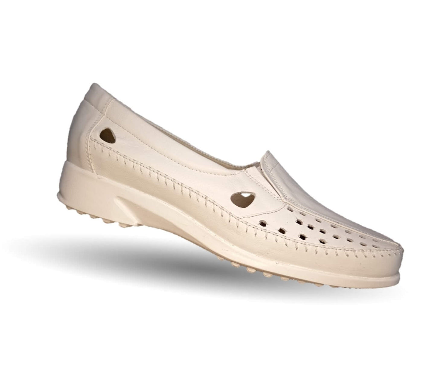 Zapato de Confort y Casual abierto de piel de ternera con Shock Point Capricho 15020 Blanco para mejorar