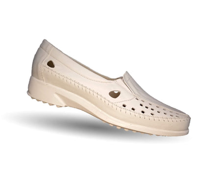 Zapato de Confort y Casual abierto de piel de ternera con Shock Point Capricho 15020 Blanco para mejorar