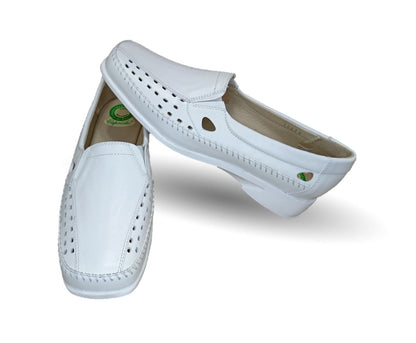 Zapato de Confort y Casual abierto de piel de ternera con Shock Point Capricho 15020 Blanco para mejorar