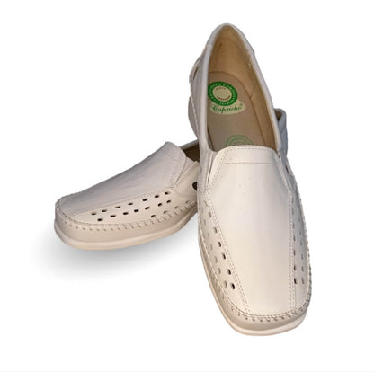 Zapato de Confort y Casual abierto de piel de ternera con Shock Point Capricho 15020 Blanco para mejorar