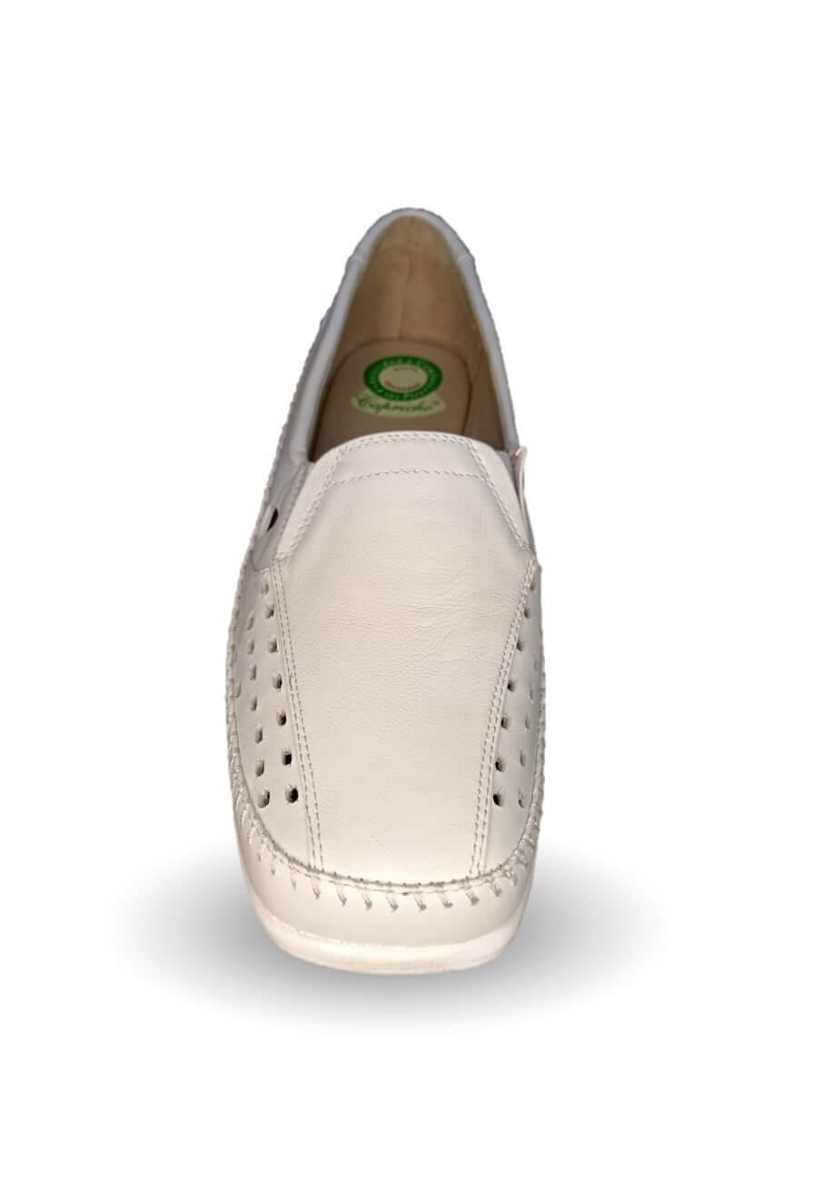 Zapato de Confort y Casual abierto de piel de ternera con Shock Point Capricho 15020 Blanco para mejorar