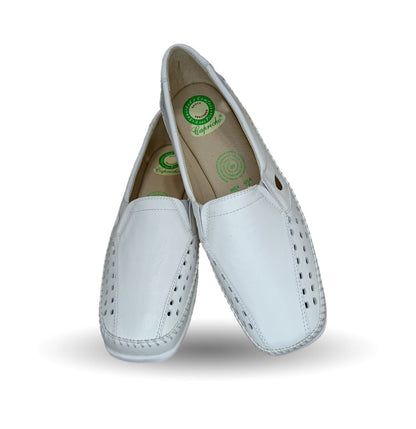 Zapato de Confort y Casual abierto de piel de ternera con Shock Point Capricho 15020 Blanco para mejorar