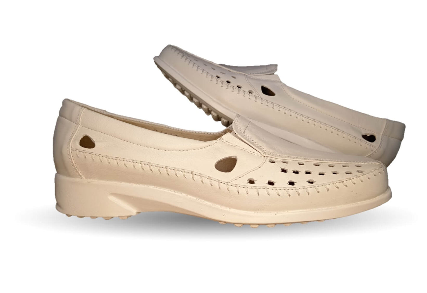 Zapato de Confort y Casual abierto de piel de ternera con Shock Point Capricho 15020 Blanco para mejorar