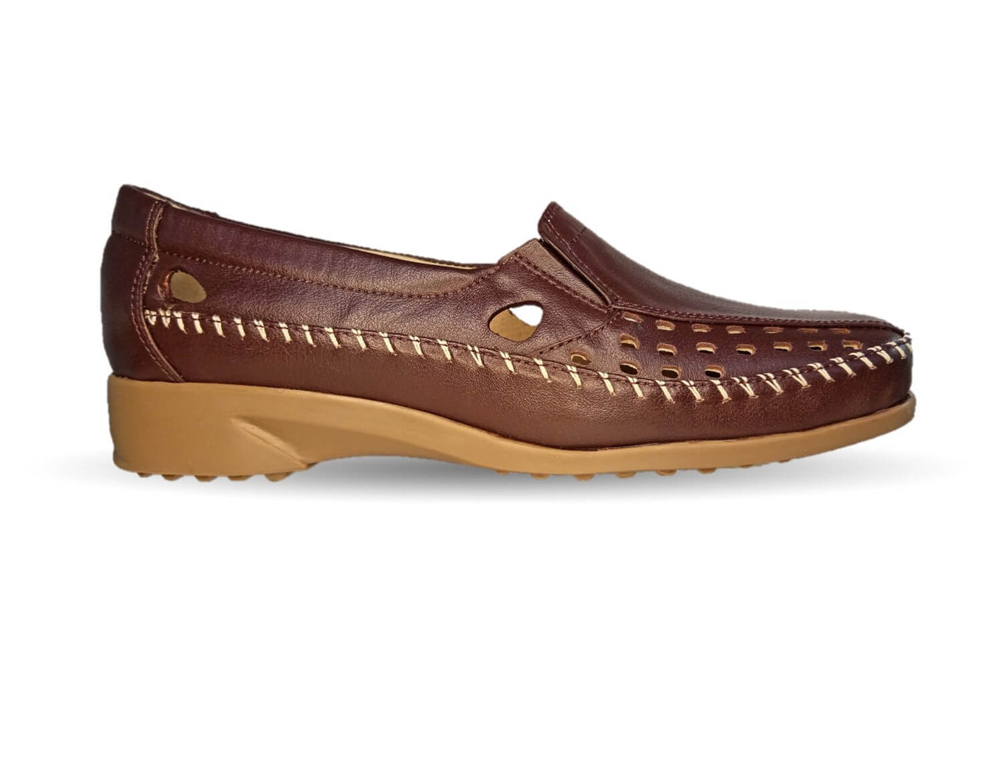 Zapato de Confort y Casual abierto de piel de ternera con Shock Point Capricho 15020 Vino para mujer