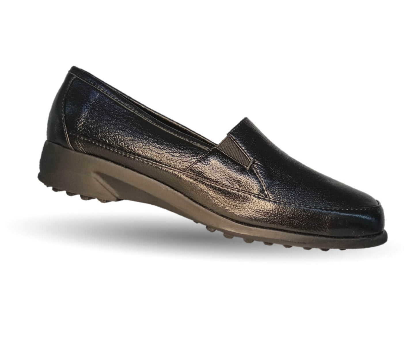 Zapato de Confort y Casual de piel de ternera con Shock Point Capricho 15066 Barnicheta Black para mujer