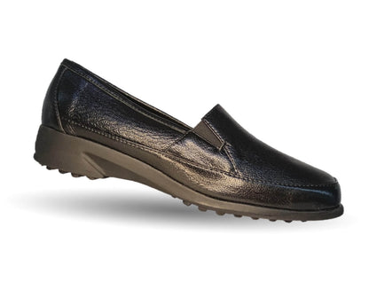 Zapato de Confort y Casual de piel de ternera con Shock Point Capricho 15066 Barnicheta Black para mujer