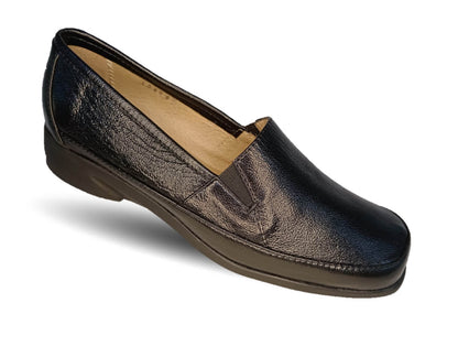Zapato de Confort y Casual de piel de ternera con Shock Point Capricho 15066 Barnicheta Black para mujer