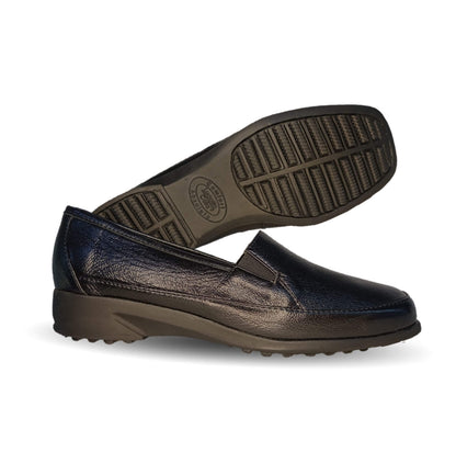 Zapato de Confort y Casual de piel de ternera con Shock Point Capricho 15066 Barnicheta Black para mujer