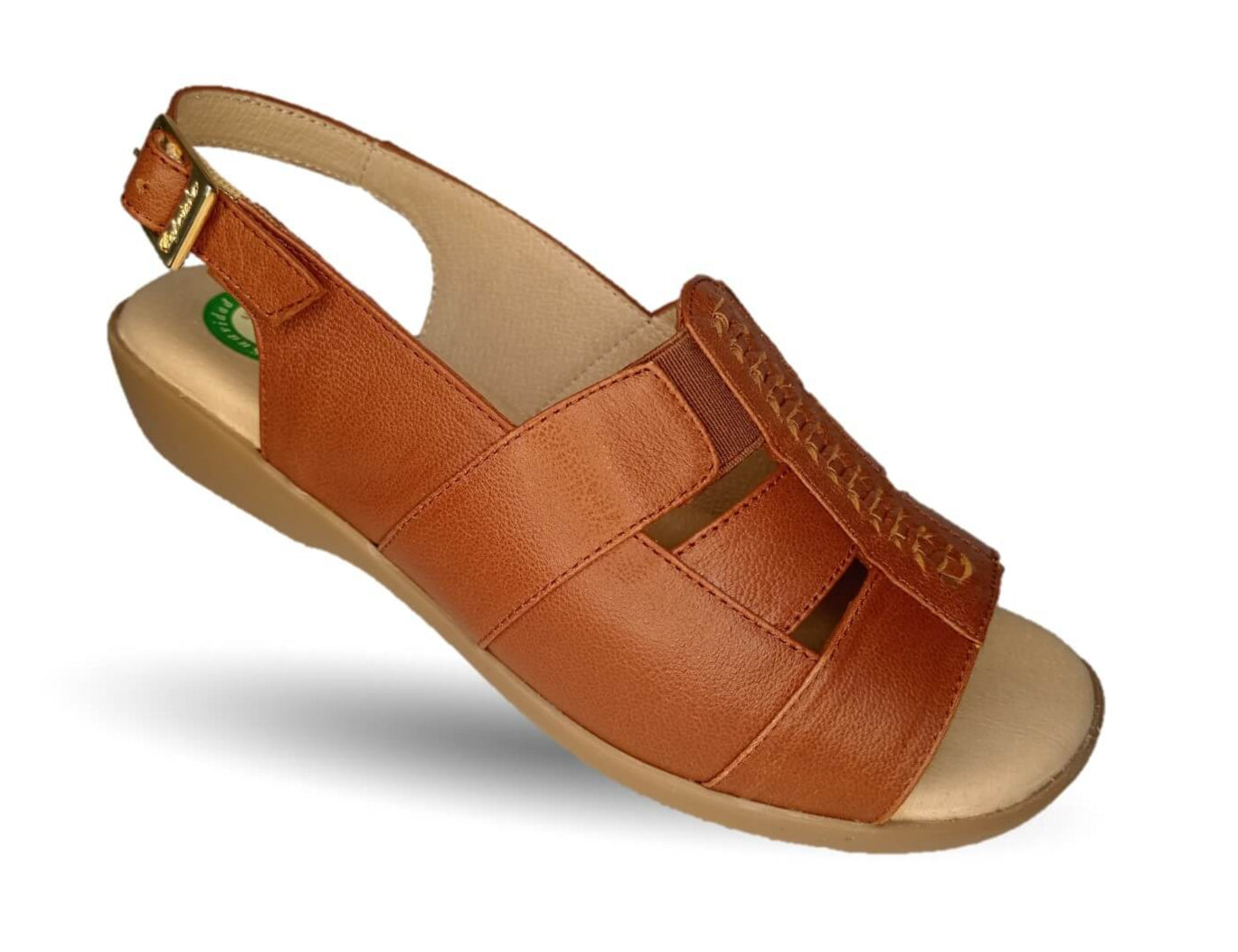 Sandalia de Confort de piel de ternera con Shock Point Capricho 16273 Brandy para mujer