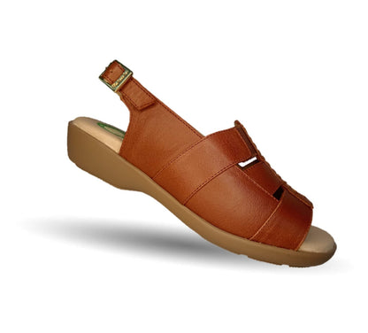 Sandalia de Confort de piel de ternera con Shock Point Capricho 16273 Brandy para mujer