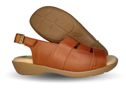 Sandalia de Confort de piel de ternera con Shock Point Capricho 16273 Brandy para mujer