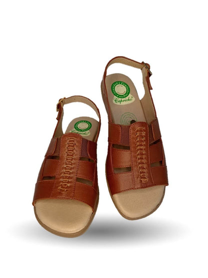 Sandalia de Confort de piel de ternera con Shock Point Capricho 16273 Brandy para mujer
