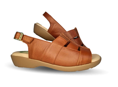 Sandalia de Confort de piel de ternera con Shock Point Capricho 16273 Brandy para mujer