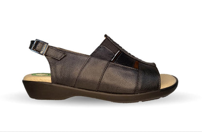 Sandalia de Confort de piel de ternera con Shock Point Capricho 16273 Negro para mujer