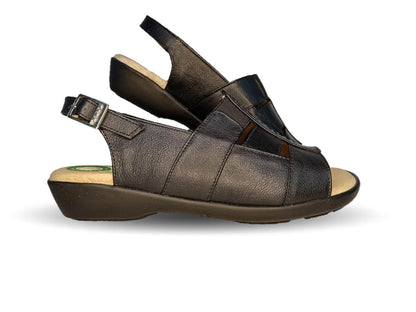 Sandalia de Confort de piel de ternera con Shock Point Capricho 16273 Negro para mujer