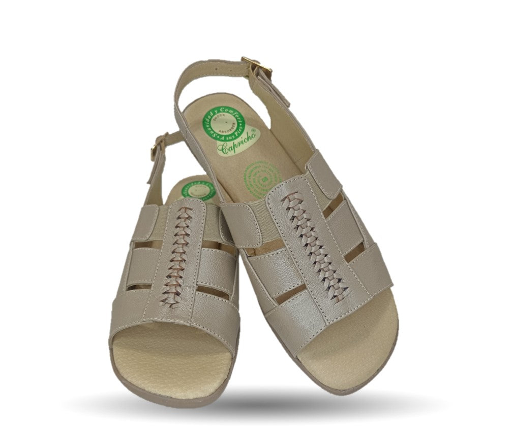 Sandalia de Confort de piel de ternera con Shock Point Capricho 16273 Patina para mujer