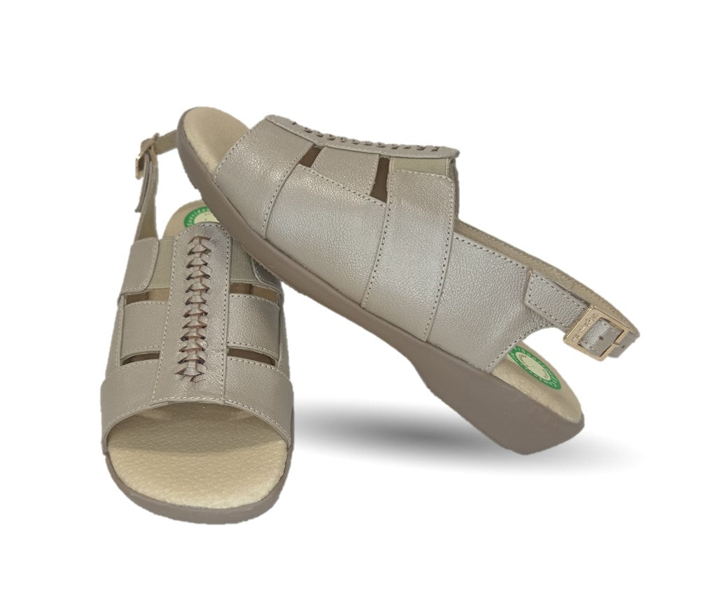 Sandalia de Confort de piel de ternera con Shock Point Capricho 16273 Patina para mujer