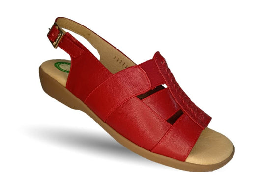 Sandalia de Confort de piel de ternera con Shock Point Capricho 16273 Red para mujer