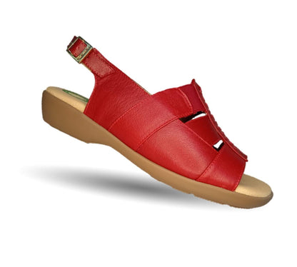 Sandalia de Confort de piel de ternera con Shock Point Capricho 16273 Red para mujer
