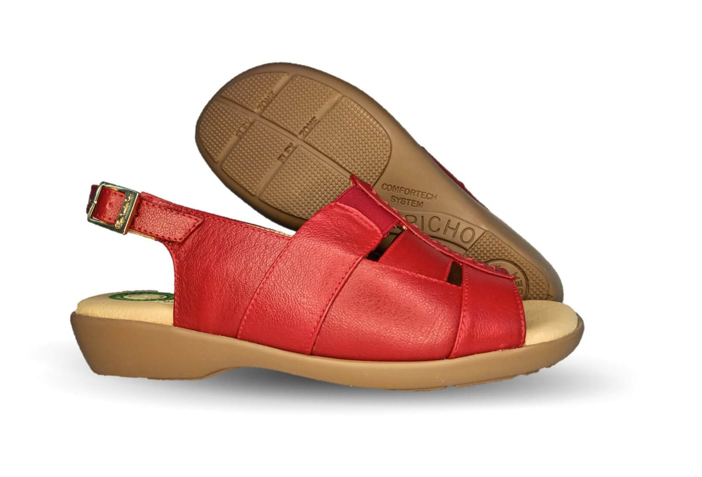 Sandalia de Confort de piel de ternera con Shock Point Capricho 16273 Red para mujer