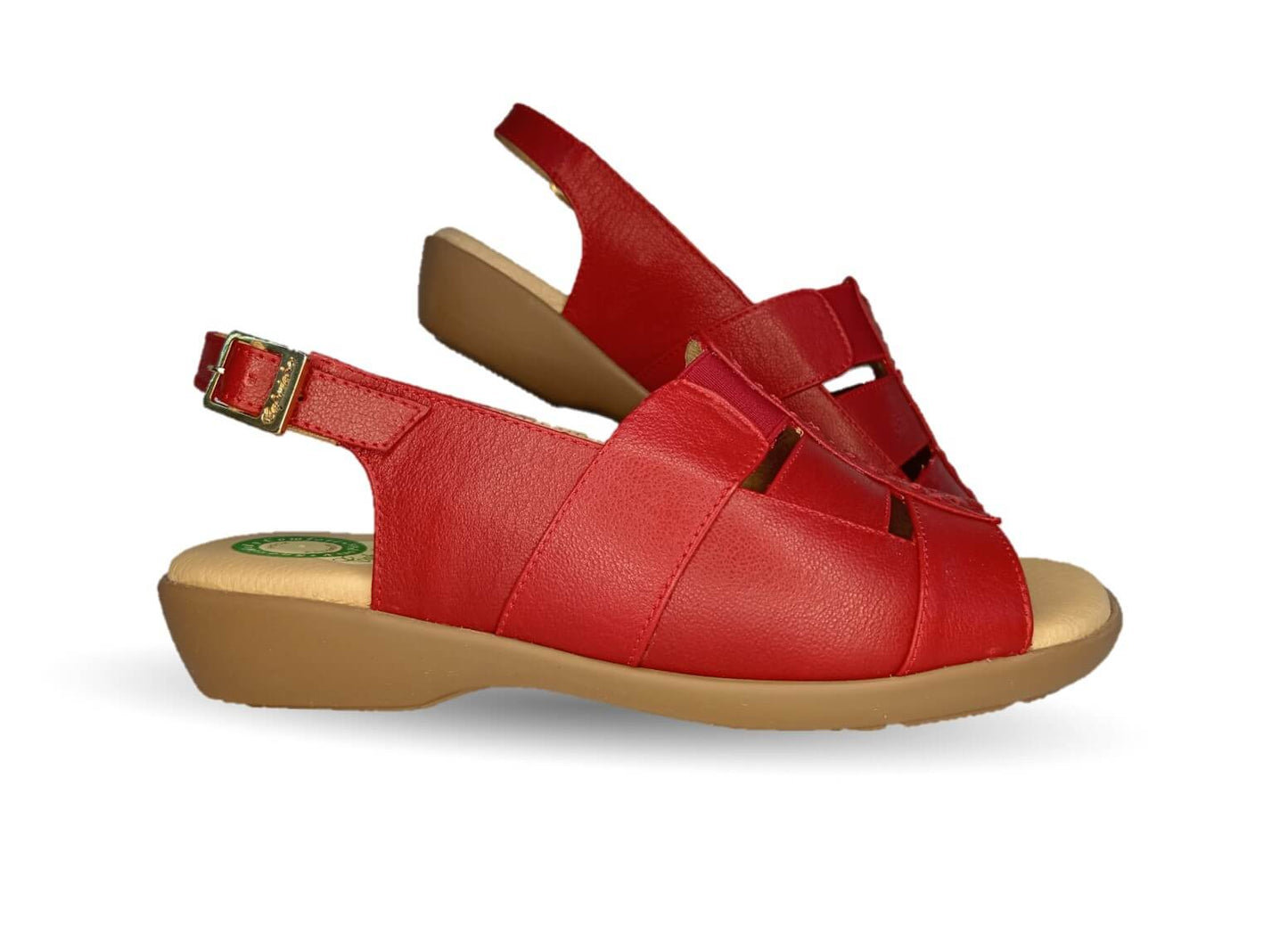 Sandalia de Confort de piel de ternera con Shock Point Capricho 16273 Red para mujer