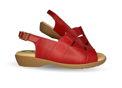 Sandalia de Confort de piel de ternera con Shock Point Capricho 16273 Red para mujer