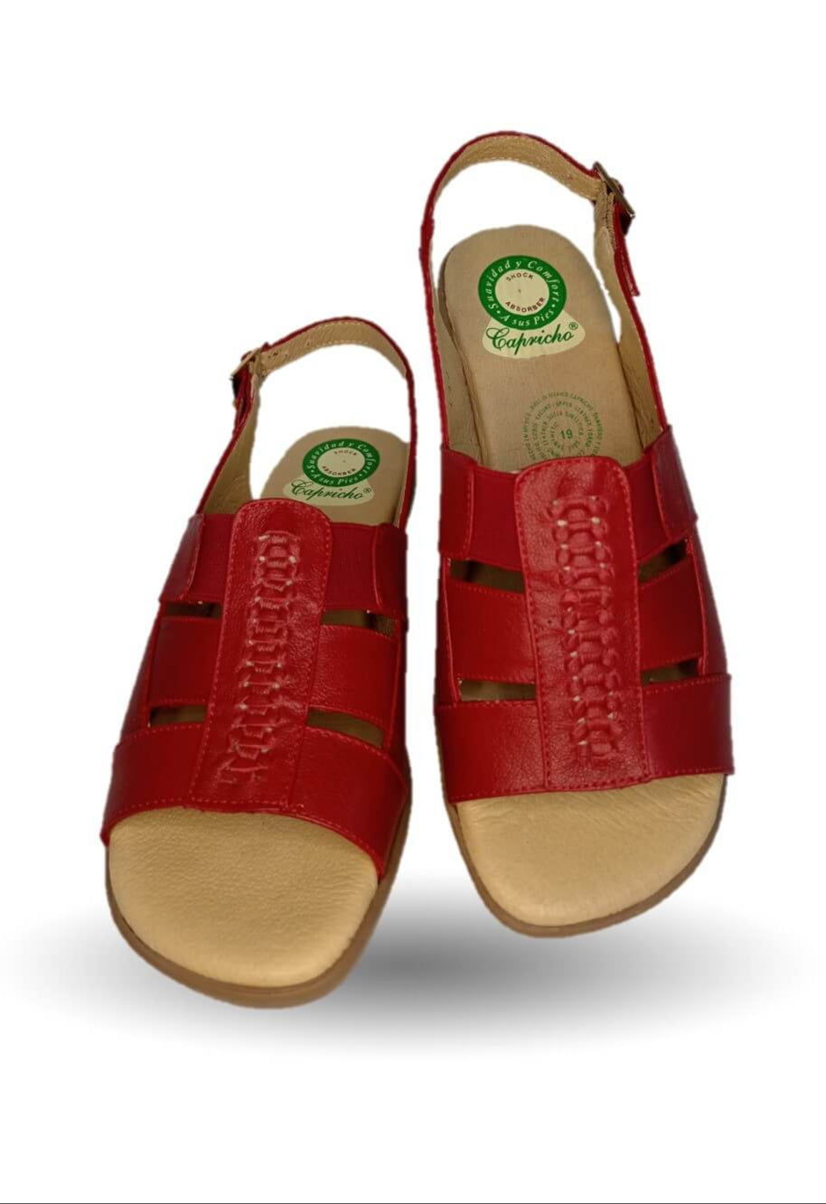 Sandalia de Confort de piel de ternera con Shock Point Capricho 16273 Red para mujer