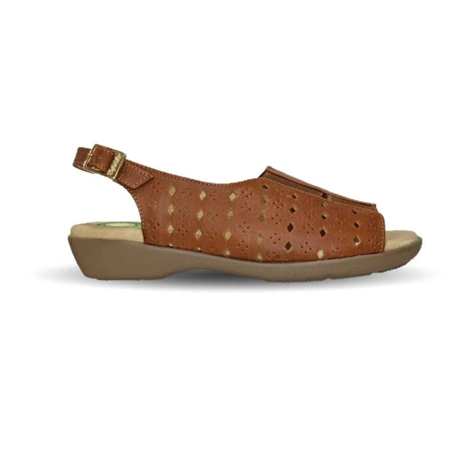 Sandalia de Confort de piel de ternera con Shock Point Capricho 16371 Brandy para mujer