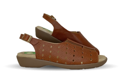 Sandalia de Confort de piel de ternera con Shock Point Capricho 16371 Brandy para mujer